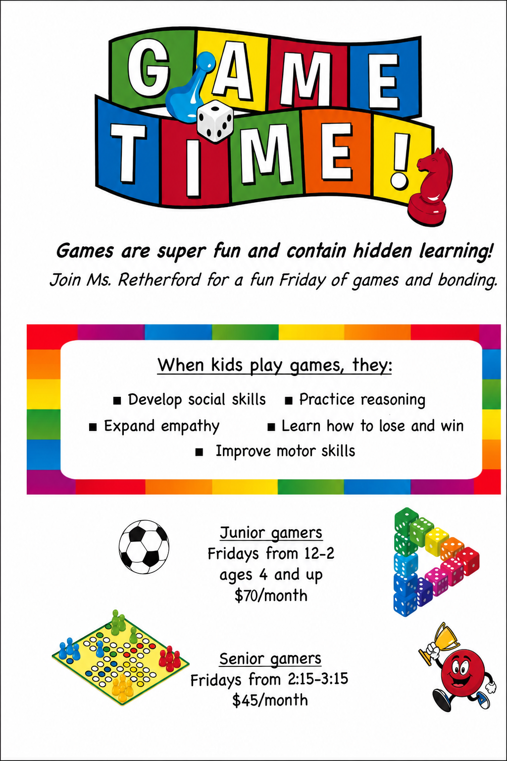 Game Time program flyer