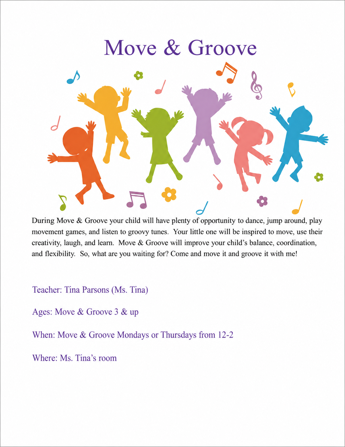 Move & Groove program flyer