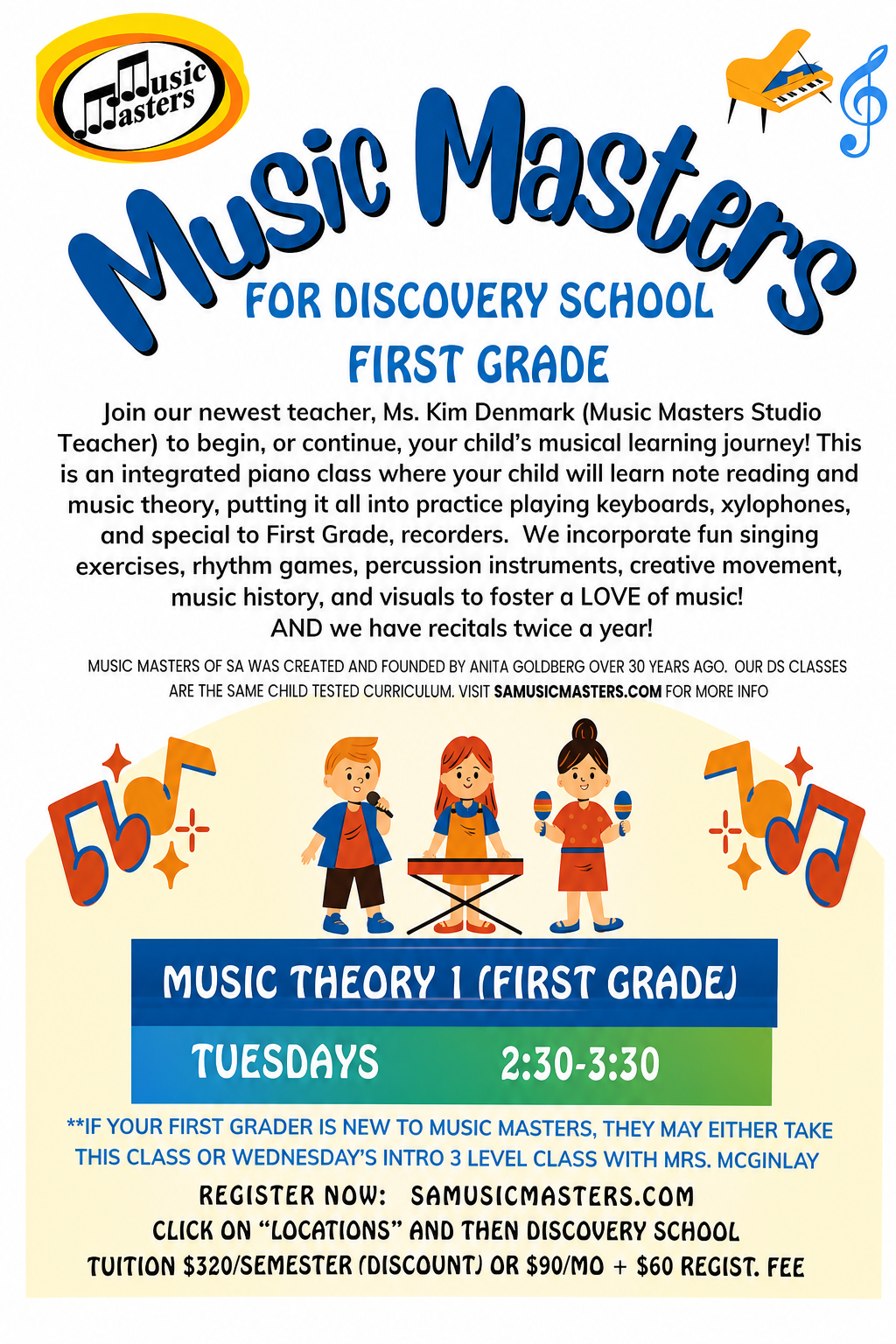 Music Masters First Grade program flyer