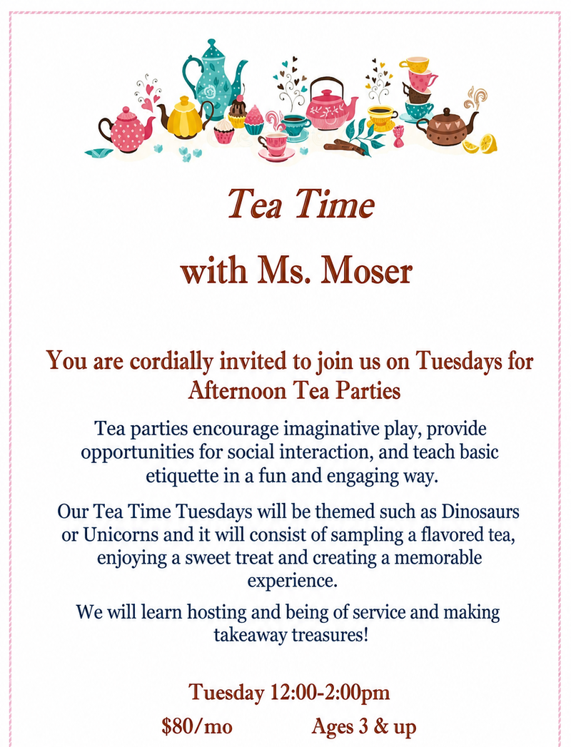 Tea Time with Ms. Moser program flyer