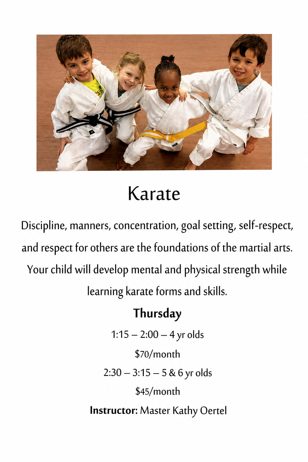 Karate program flyer